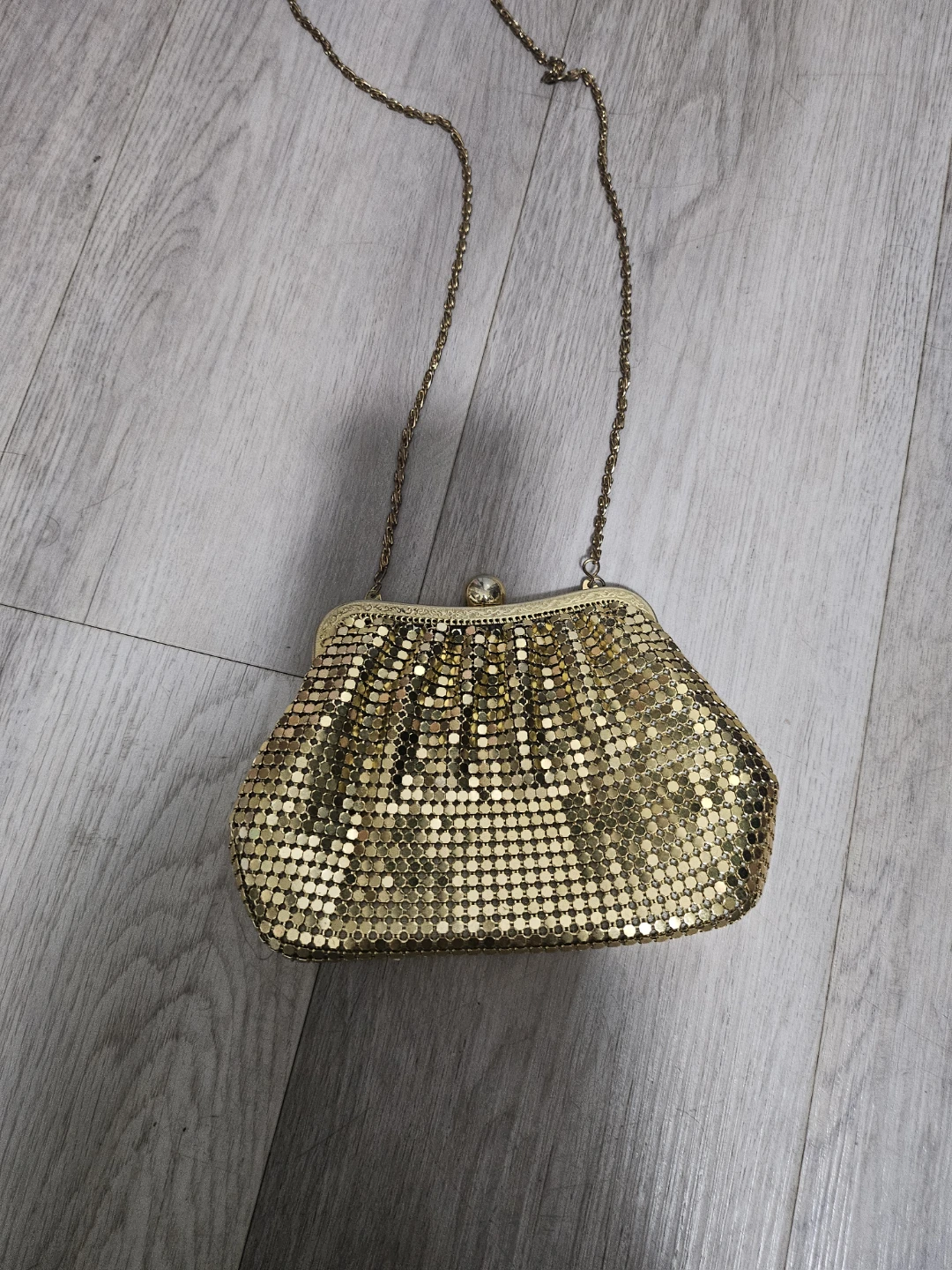 Gold Tone Mesh Evening Bag