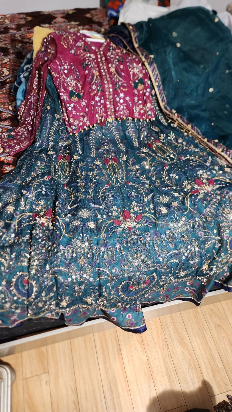 Teal and Magenta Embroidered Lehenga Set - photo 2