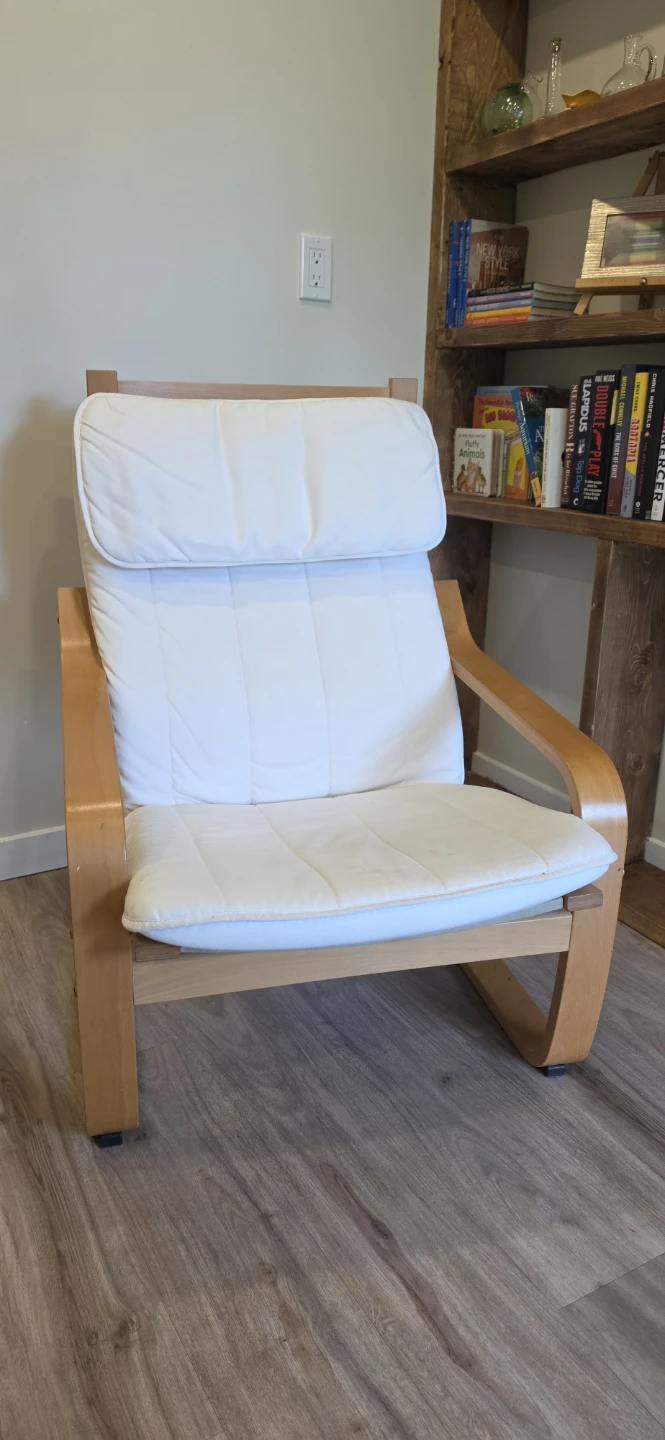 IKEA Poang Armchair with White Cushion