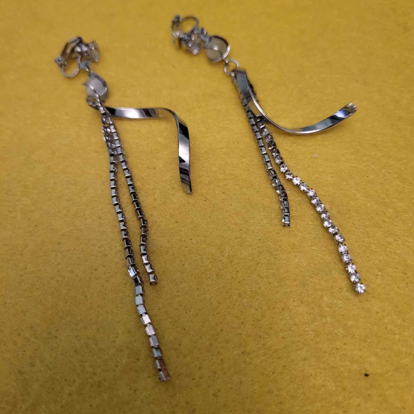 Silver-Tone Dangle Clip-On Earrings