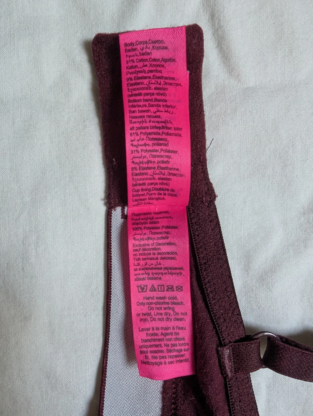 La Senza Remix Lightly Lined Cotton Balconnet Bra 34C burgundy - photo 5