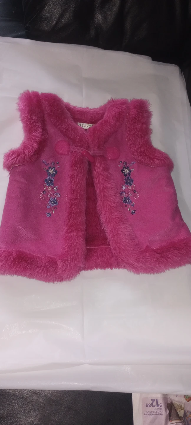George Girls' Pink Faux Fur Vest
