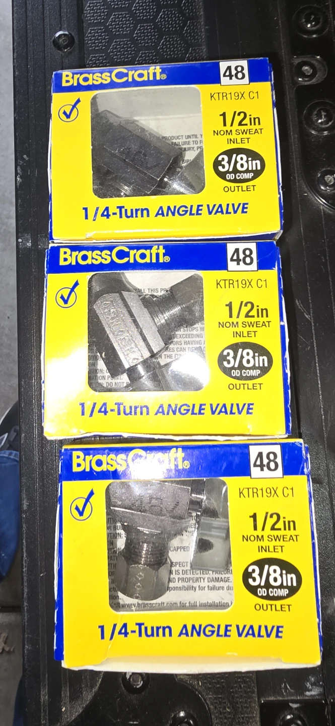 3 BrassCraft 1/4-Turn Angle Valves KTR19X C1