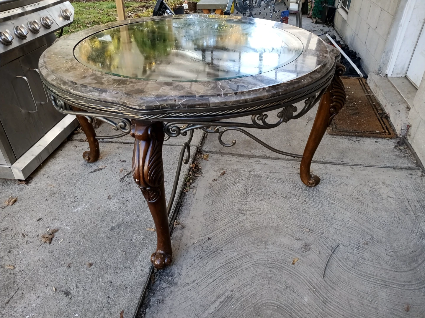 Round Glass and Marble Table