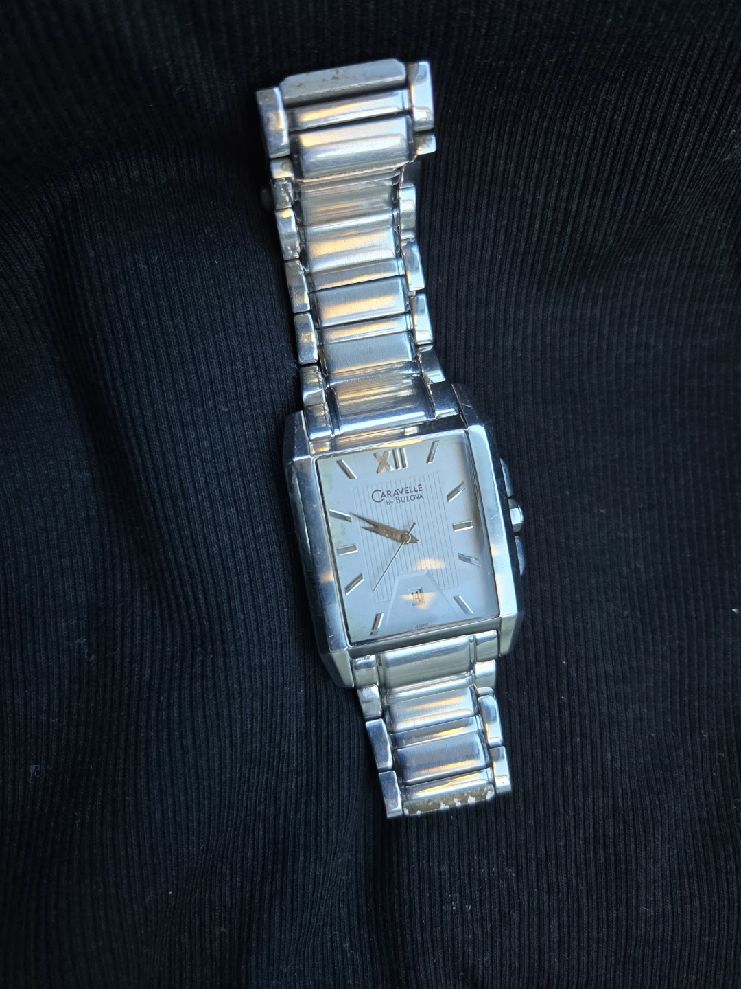 Caravelle by Bulova rectangular stainless steel watch