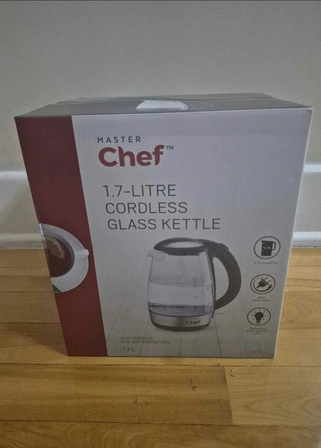 Master Chef 1.7L Cordless Glass Kettle