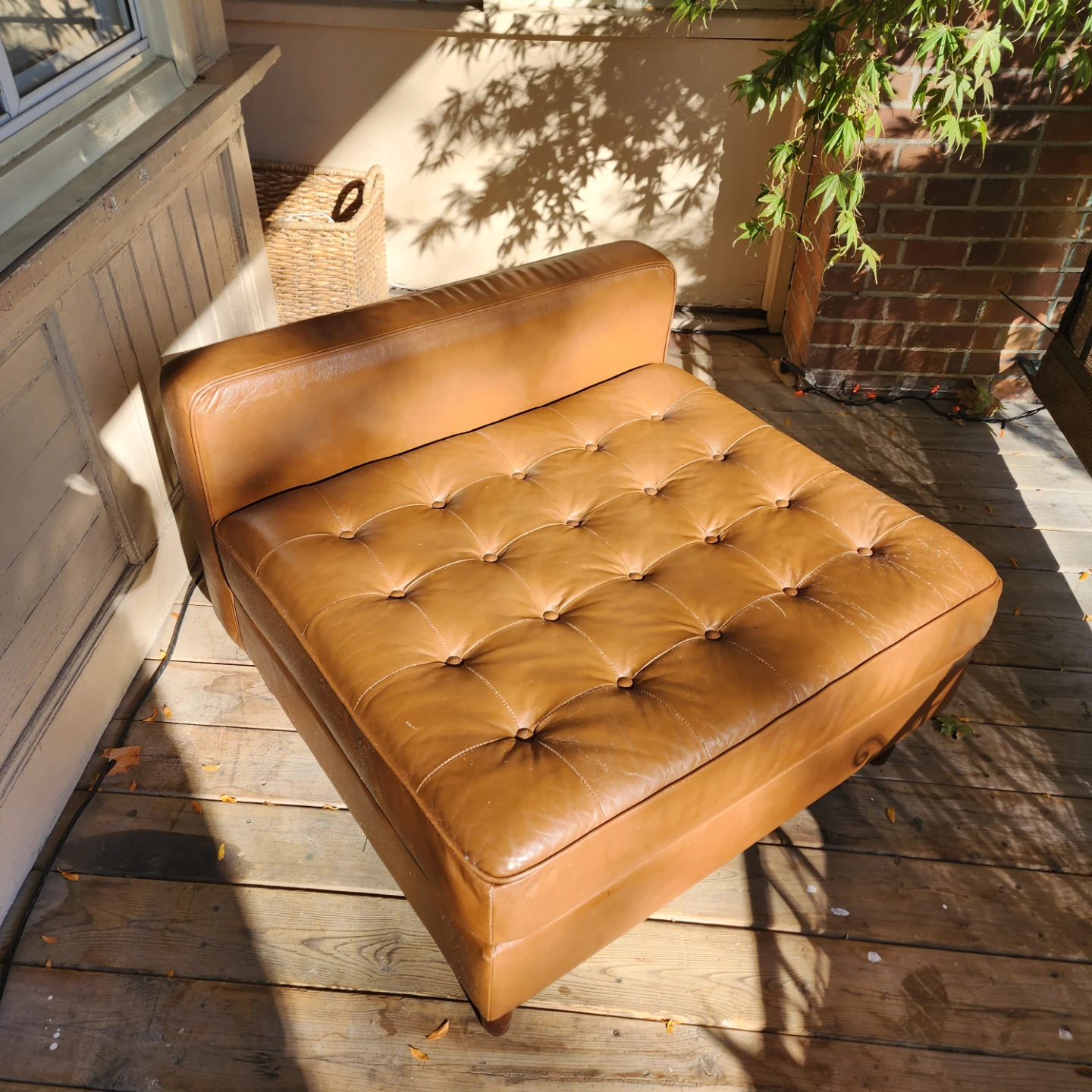 Tan Tufted Leather Armless Chair EQ3 Reverie - photo 2