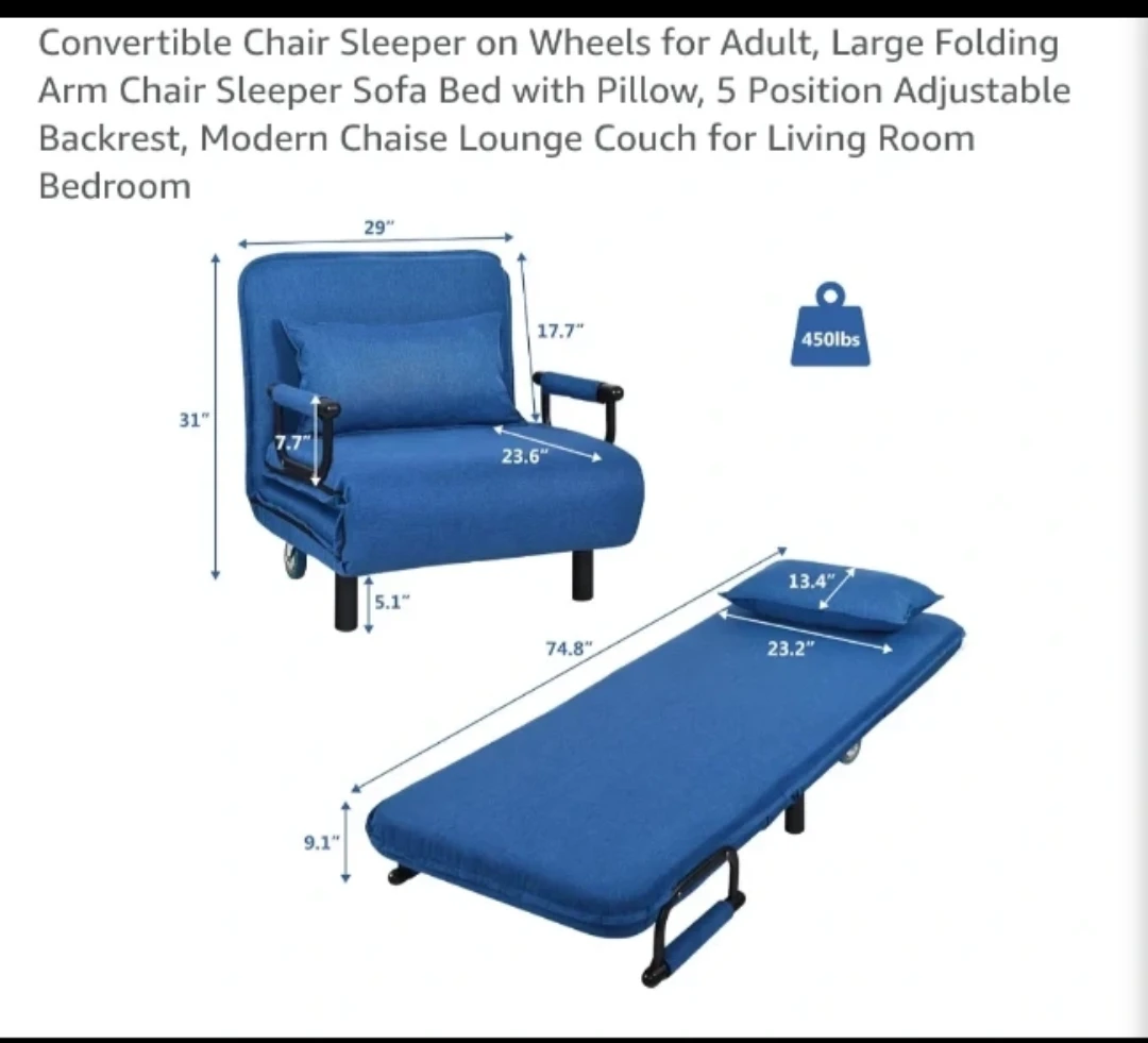 Convertible chair bed