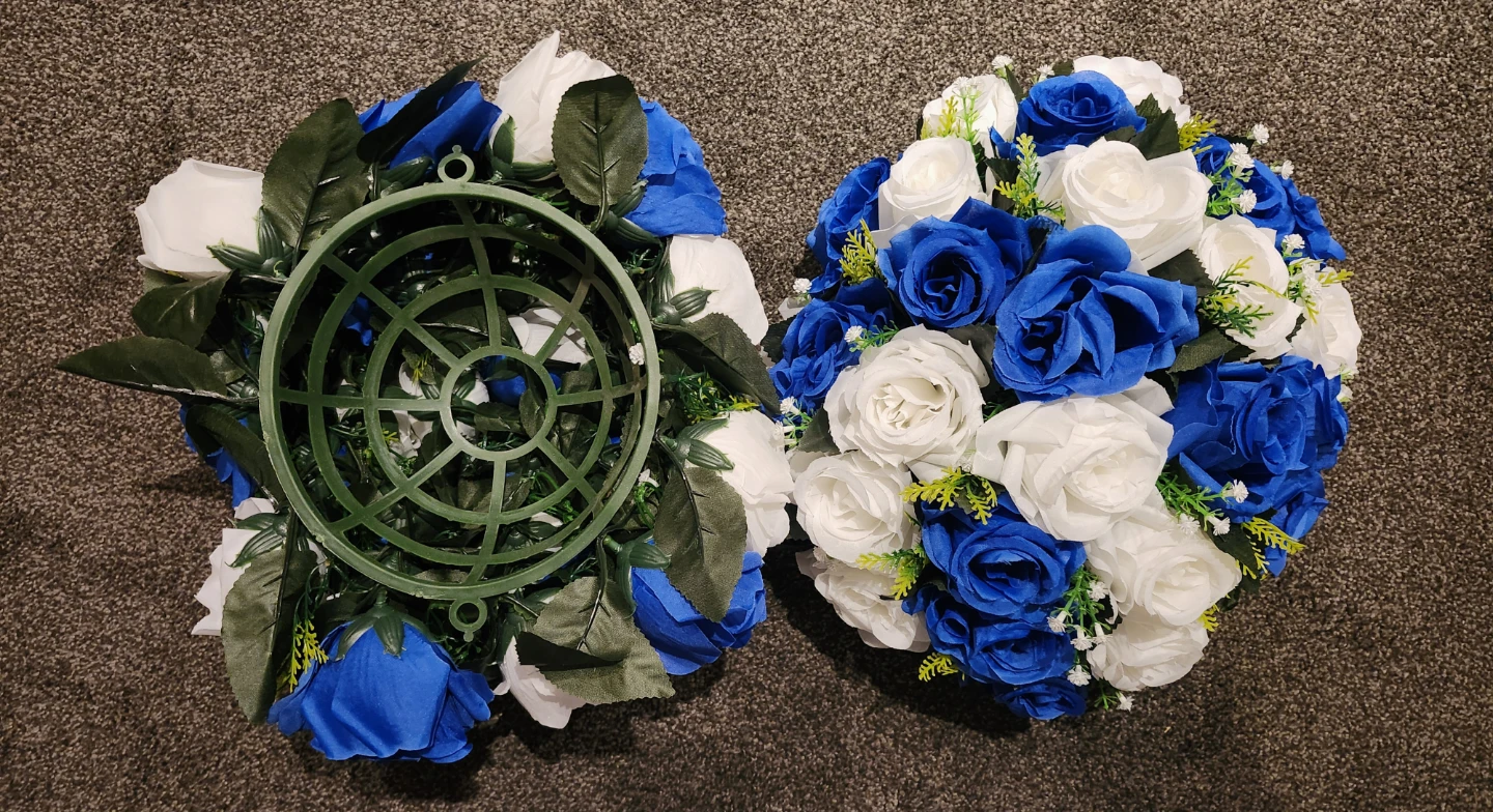 Artificial Blue and White Rose Flower Centerpieces - photo 4