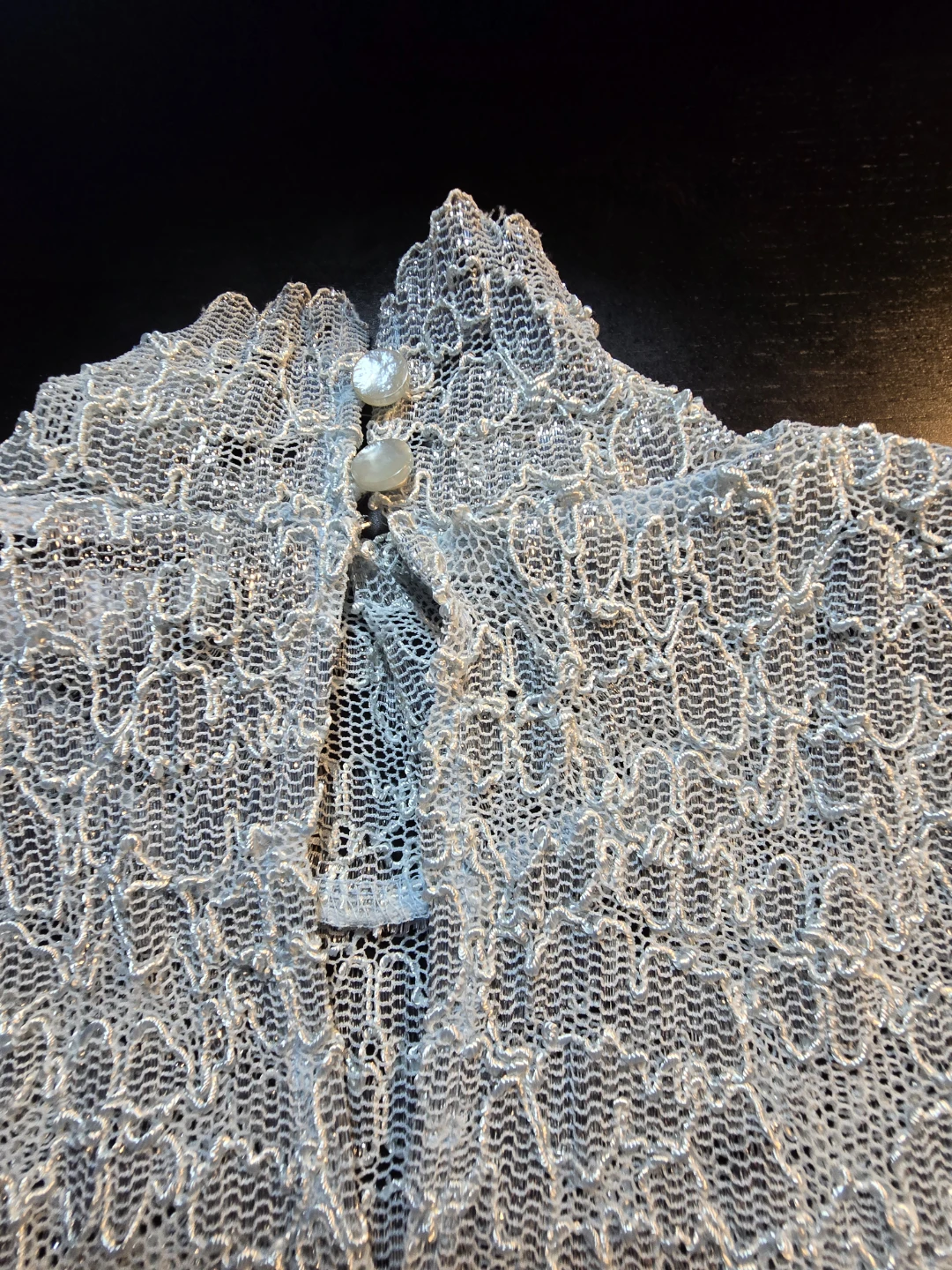 2 Lace Long Sleeve Lace Tops Silver Black Large - photo 3