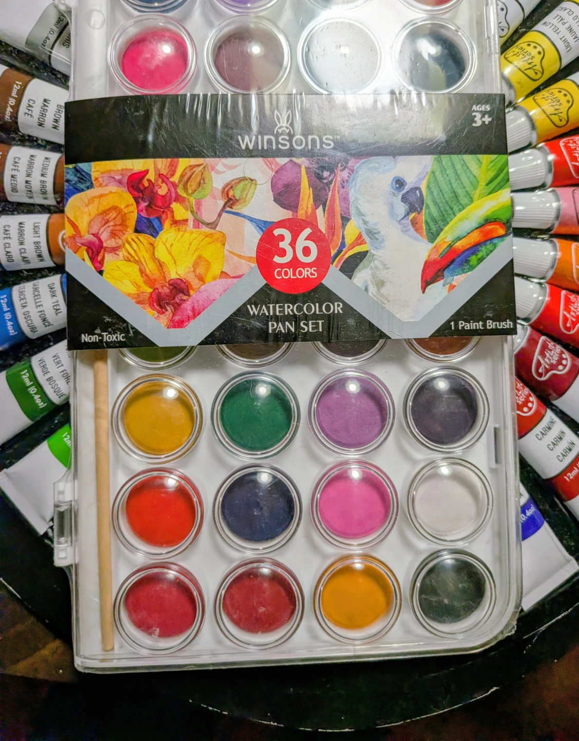 5 Art Set: Acrylics, Watercolor, Palette, Brush Rinser,  Book. - photo 4