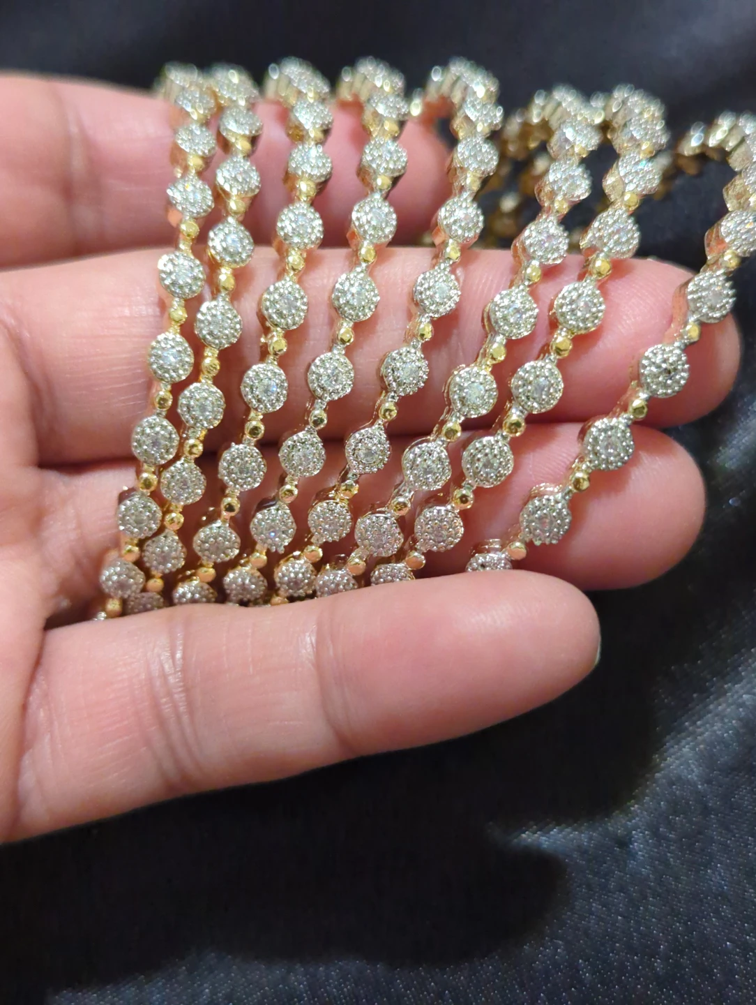 Set of 7 Gold Tone Stone Bangles - photo 3
