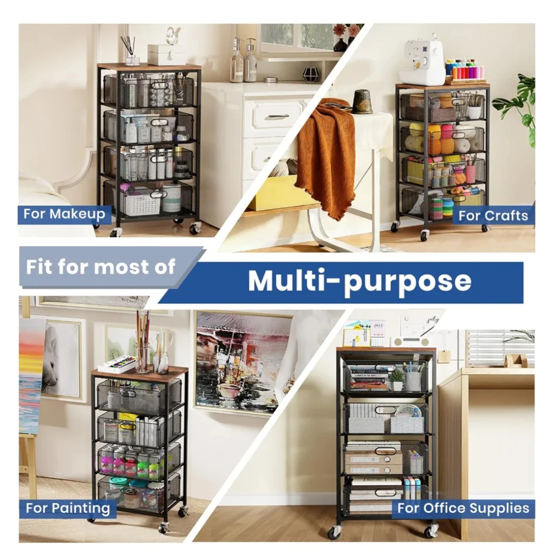 Goovilla 4-Tier Metal Rolling Storage Cart - photo 4