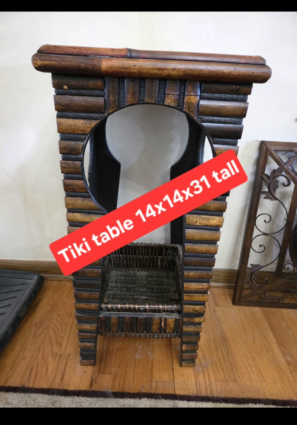 Tiki Burnt Bamboo Accent Table - photo 3