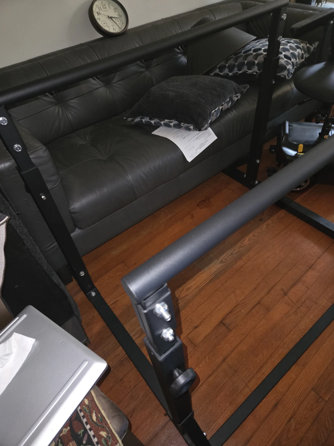 black metal freestanding dip bar / parallel bar station - photo 3