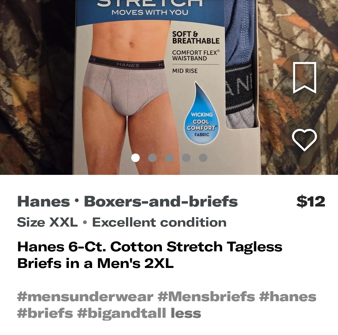 Hanes 6-Ct. Cotton Stretch Tagless Briefs in a Men's 2XL - photo 3