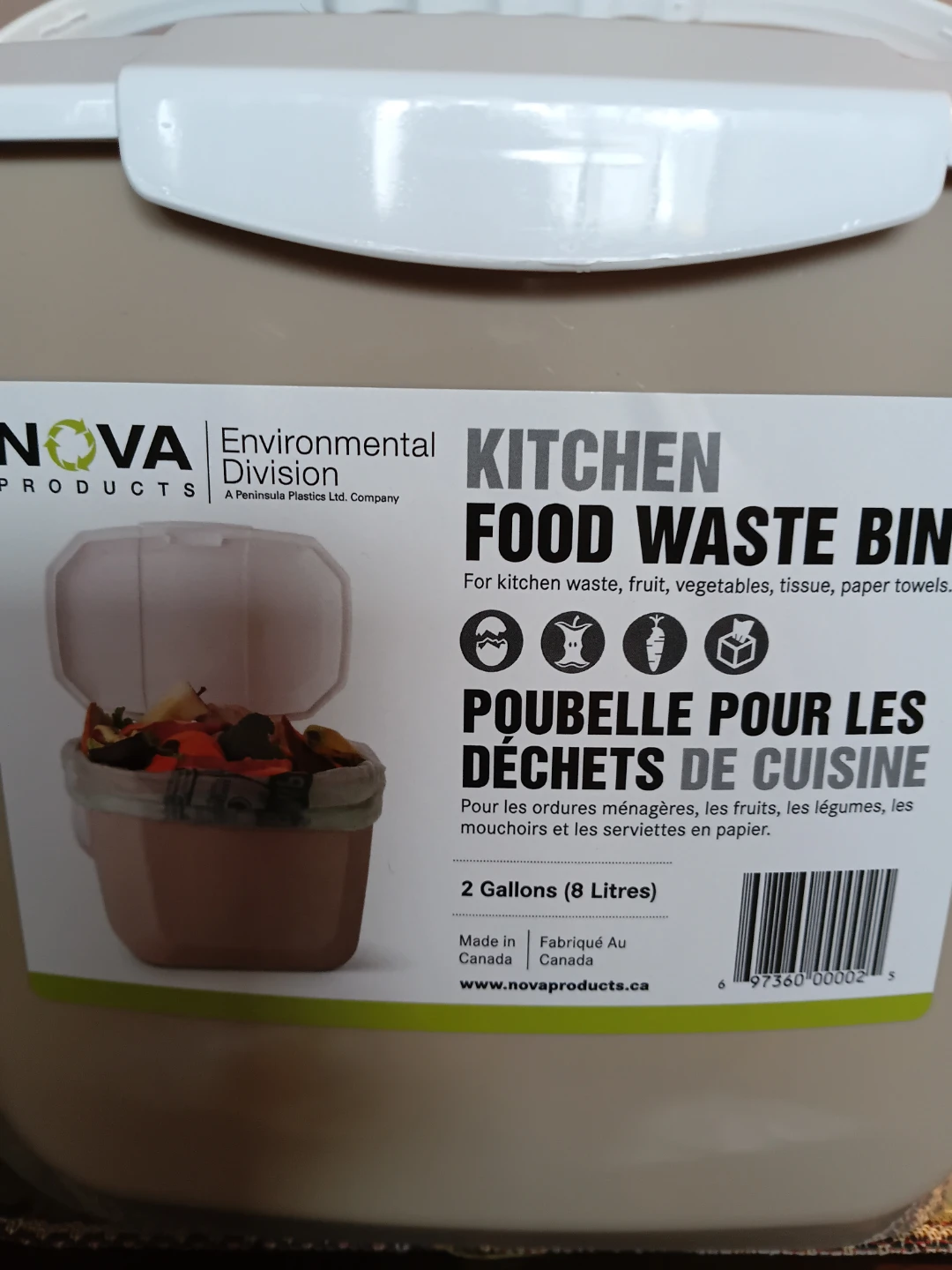 Nova Products Kitchen Food Waste Bin 8L