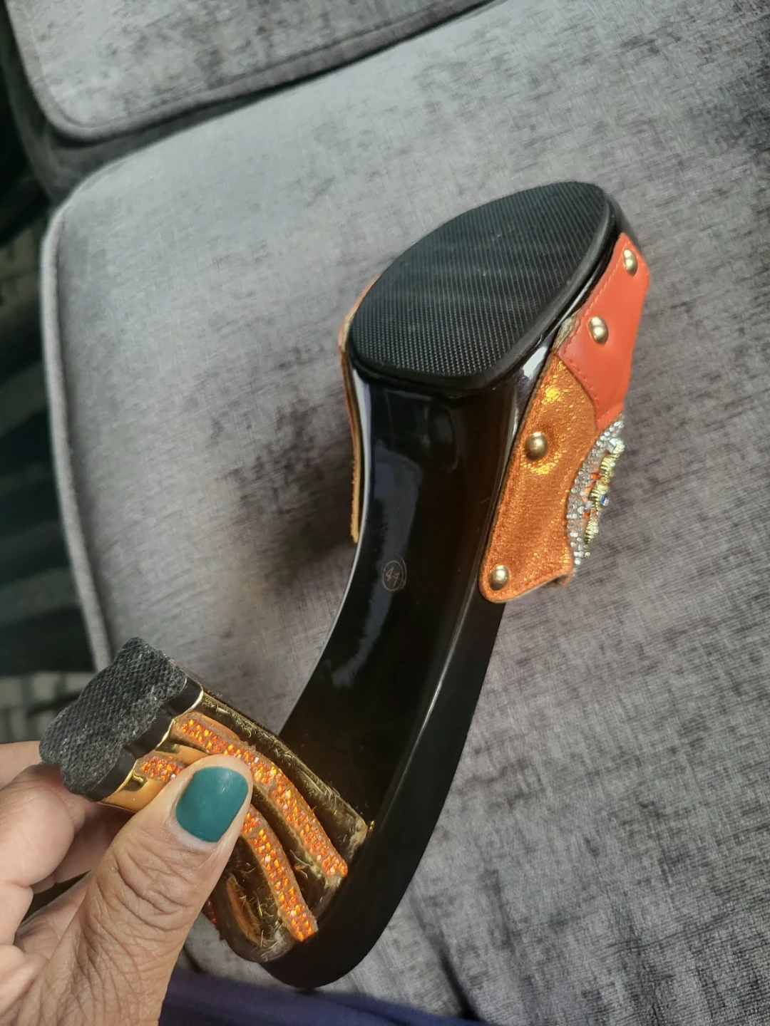 Ruthina Orange Embellished Heels Size 41 - photo 2