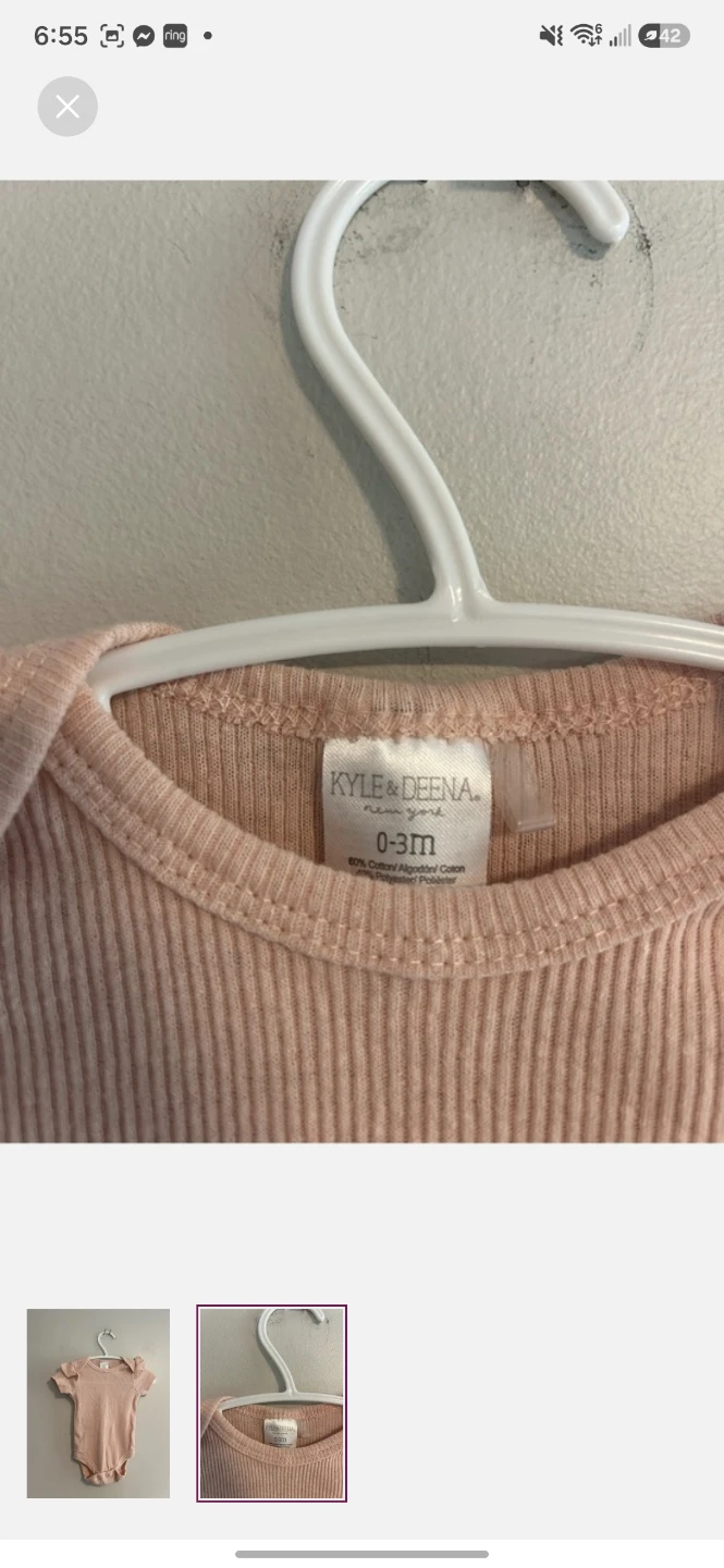 Kyle & Deena Pink Ribbed Bodysuit 0-3M - photo 2