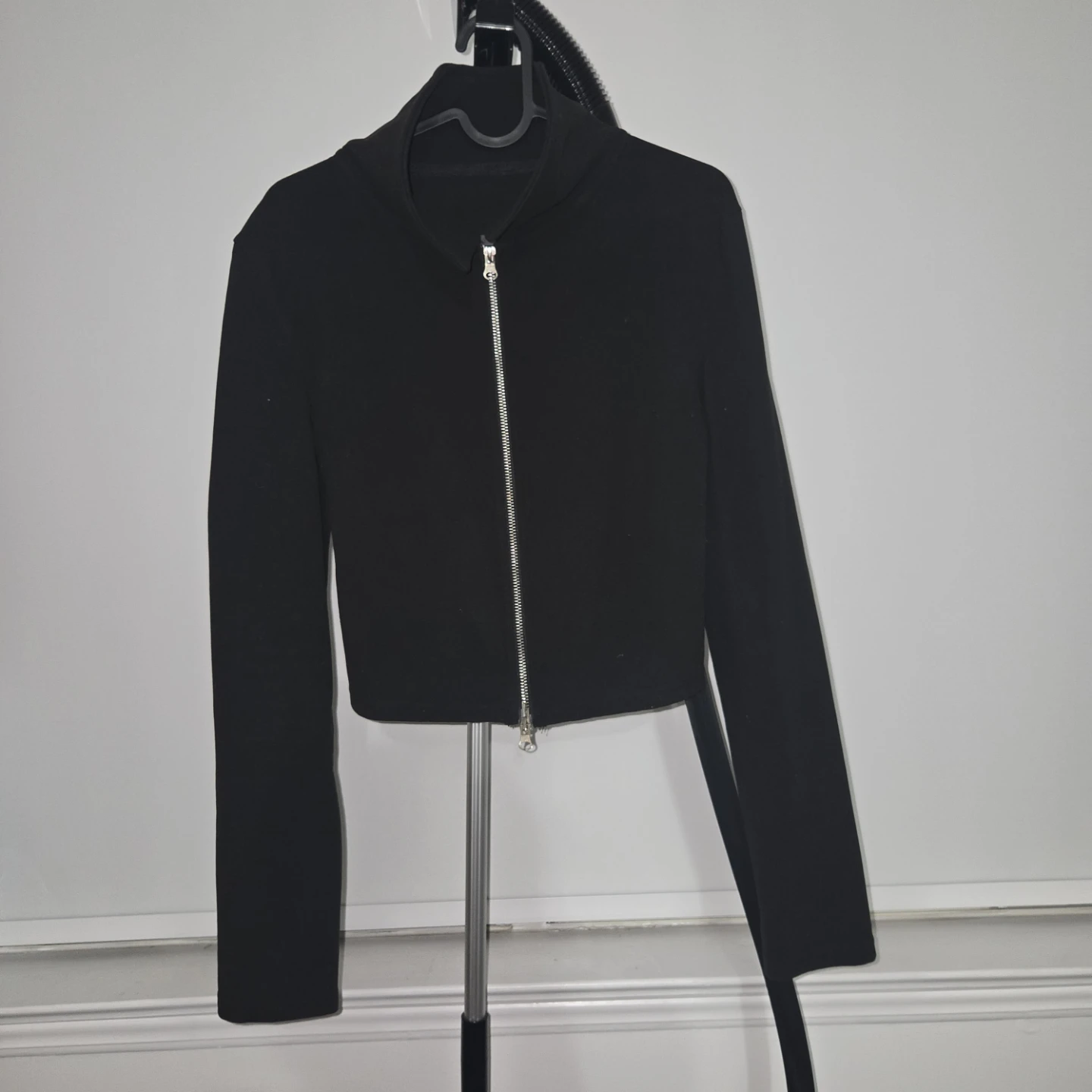 Black Cropped Zip-Up Jacket