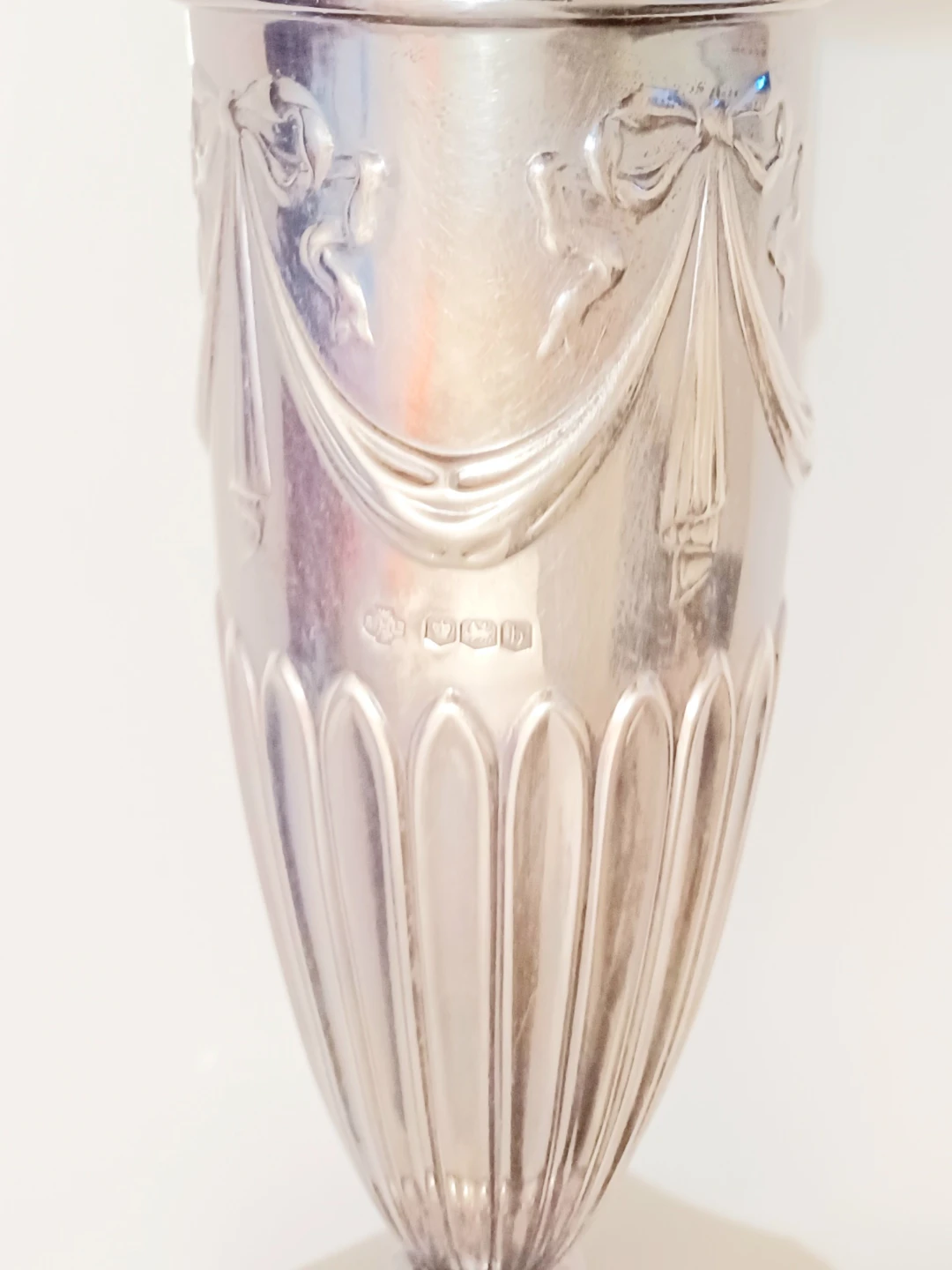 Unique Antique Sterling Silver Rare Trumpet Vase - photo 5