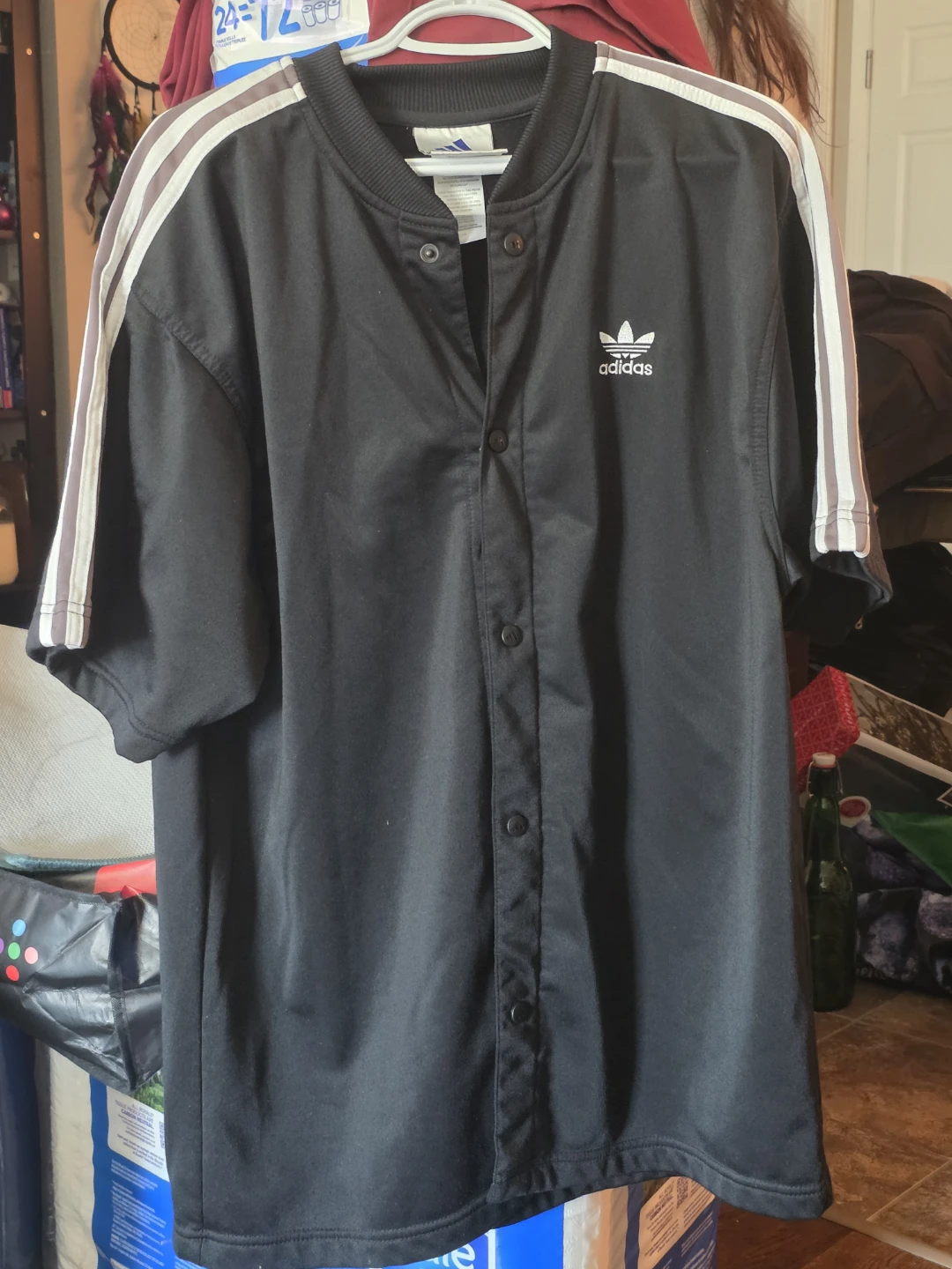 Adidas Originals Black Short Sleeve Button-Up Shirt
