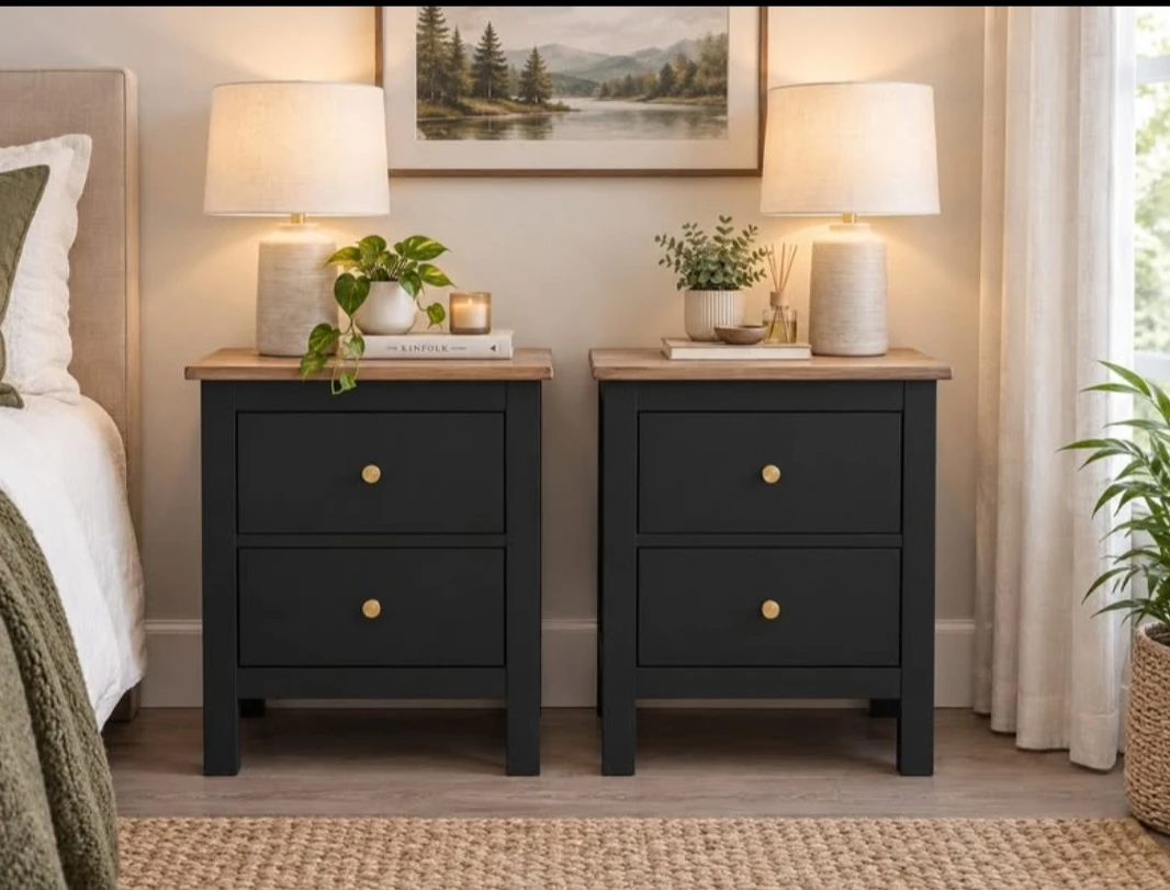 2 newly refinished solid wood nightstands