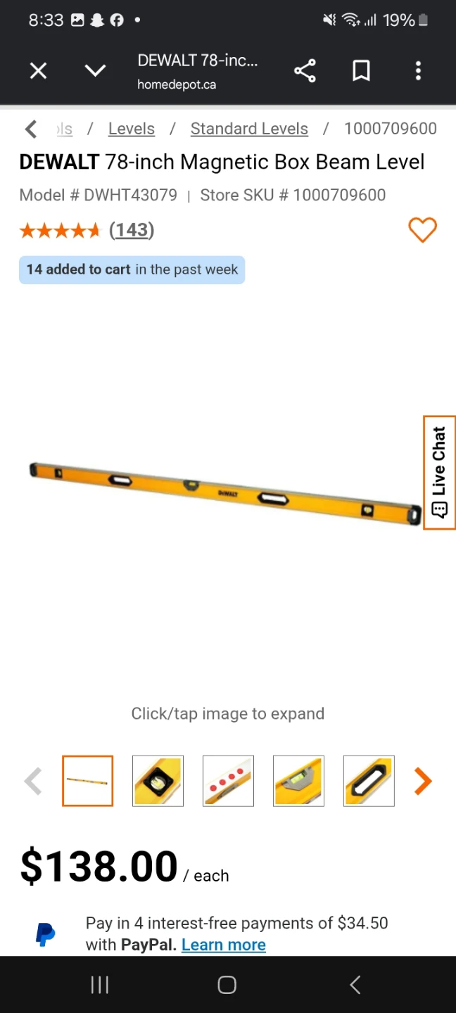 DEWALT 78-inch Magnetic Box Beam Level - photo 2