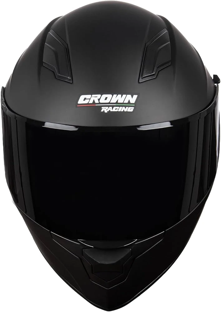 New Crown Racing Matte Black Motorcycle Helmet - photo 2