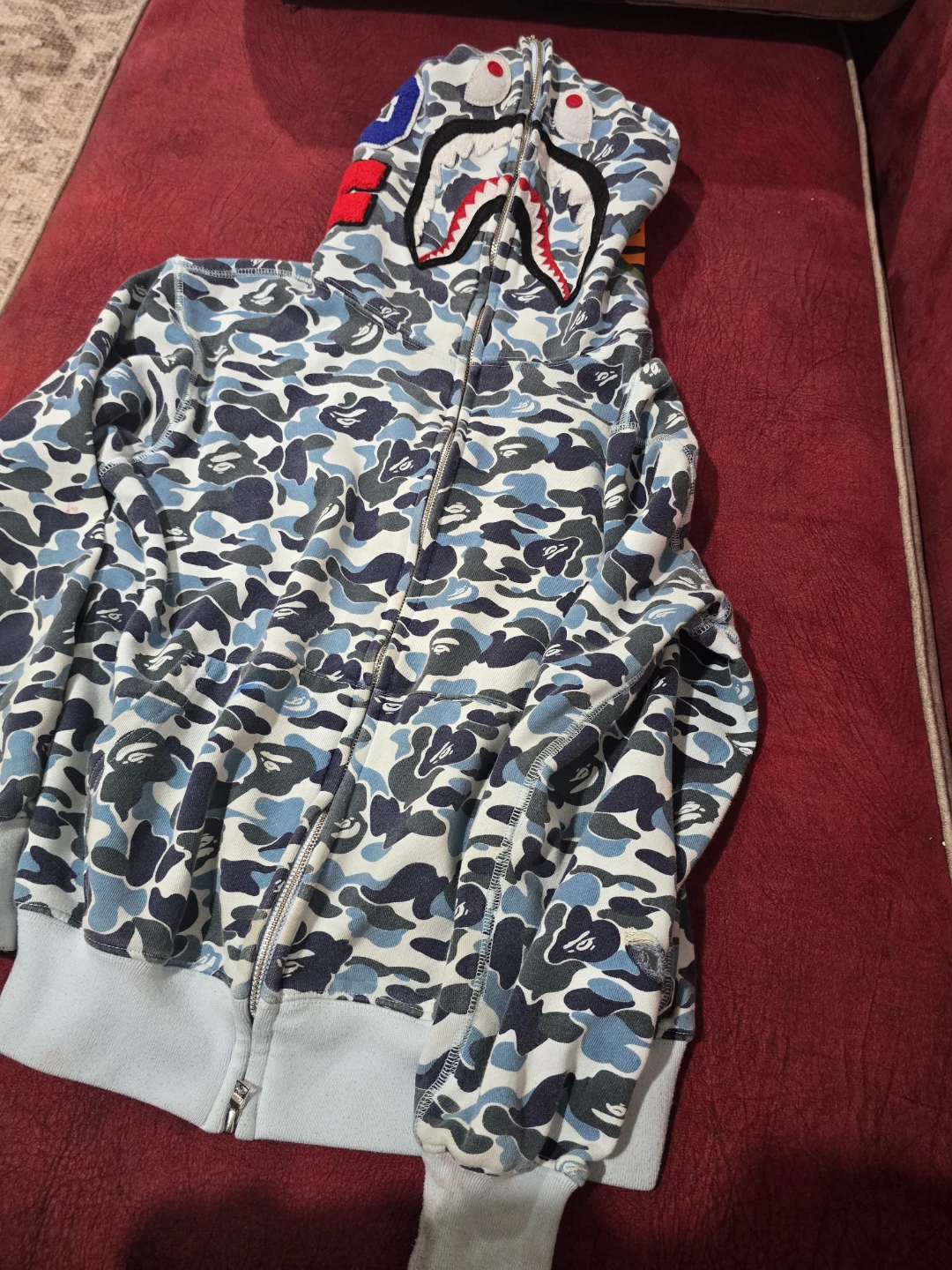 A Bathing Ape Bape Shark Hoodie Blue Camo - photo 4