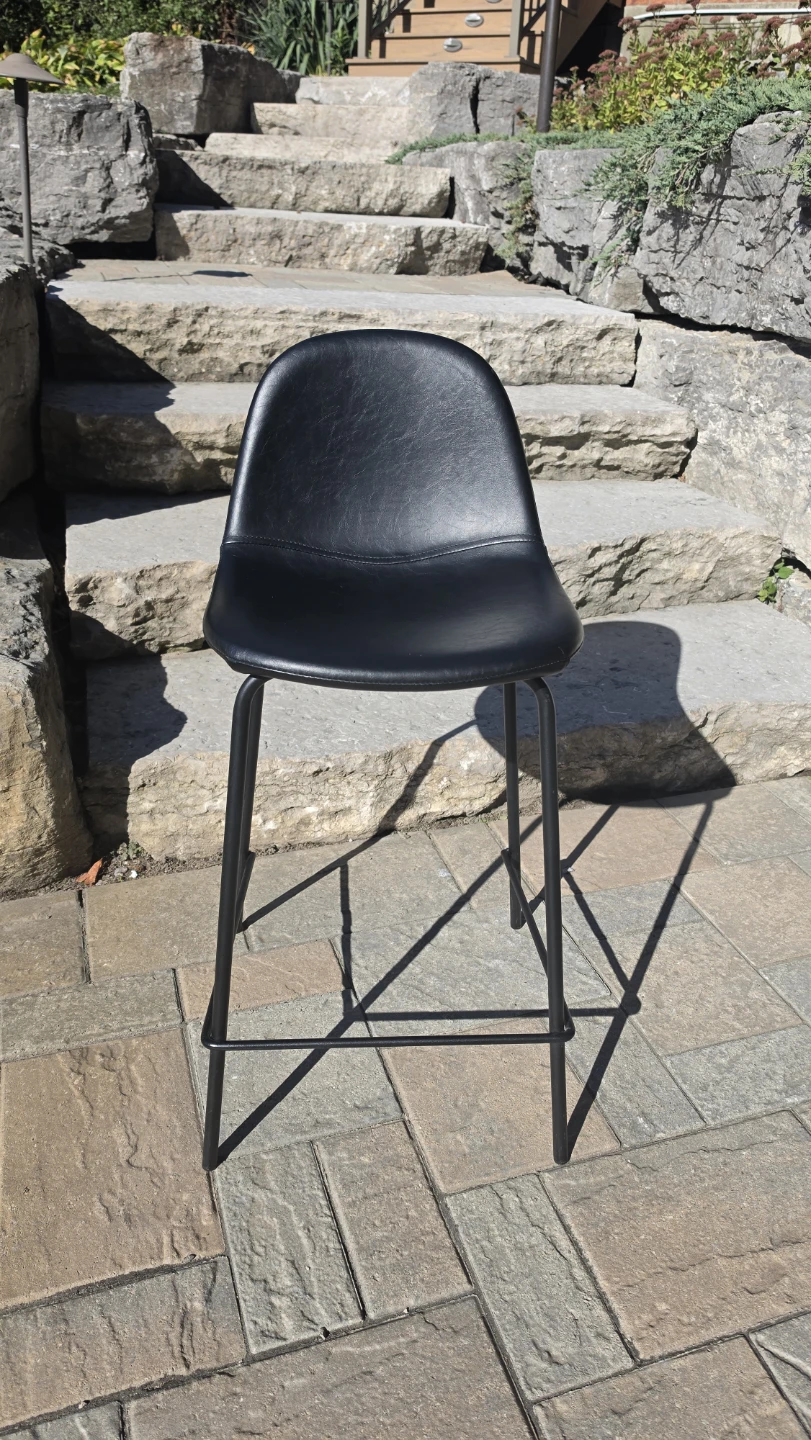 Kody Vegan Leather Bar & Counter Stool (Set of 2) Black - photo 2