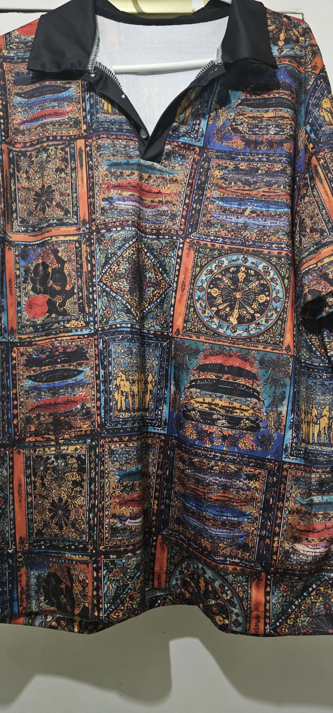 Vintage Patterned Polo Shirt