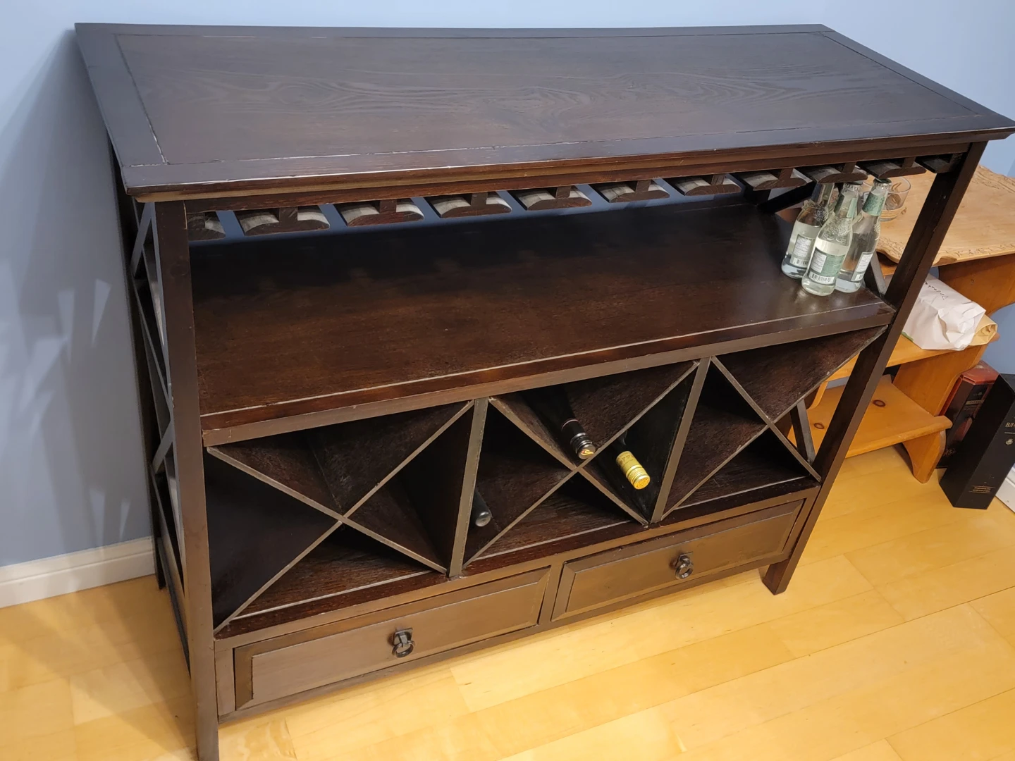 Dark Wood Wine Console Cabinet - photo 3