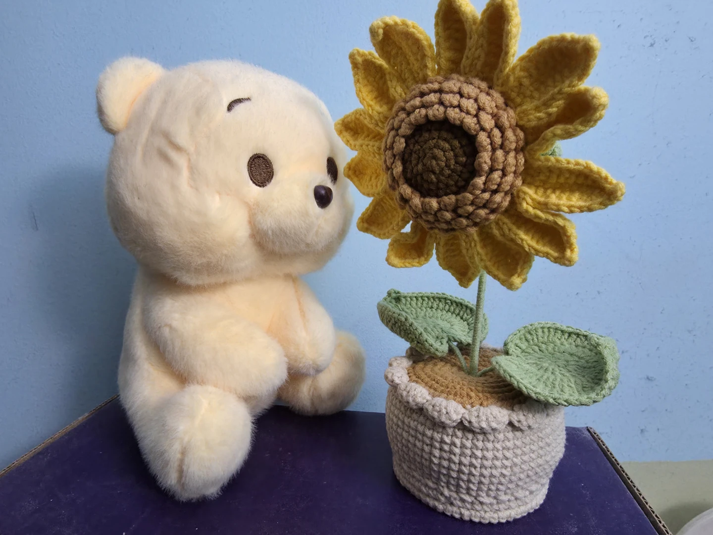 Disney Winnie the Pooh Plush with Crochet Sunflower