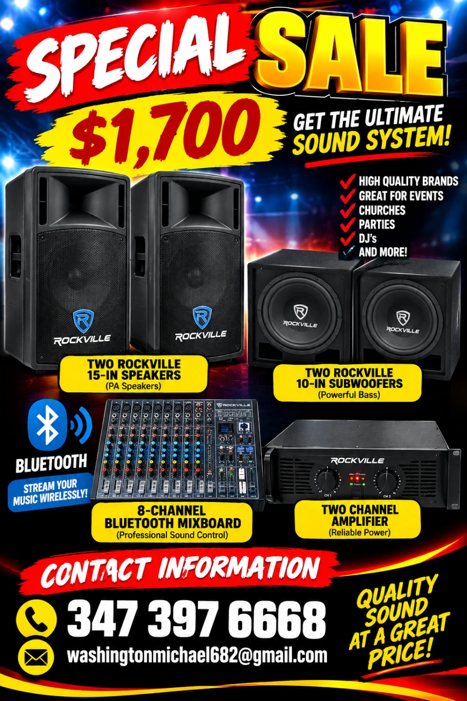 Rockville Complete DJ Sound System