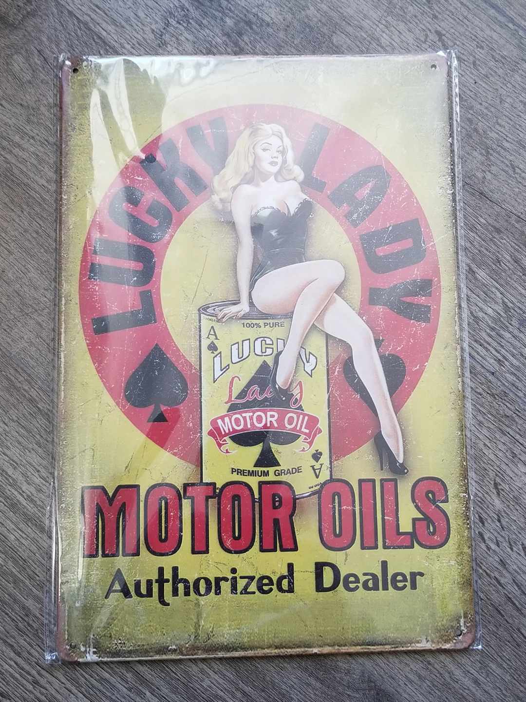 Lucky Lady Motor Oils Vintage Style Metal Sign