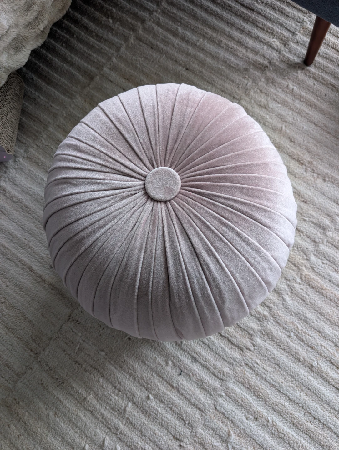 Pink Velvet Tufted Round Pouf - photo 2
