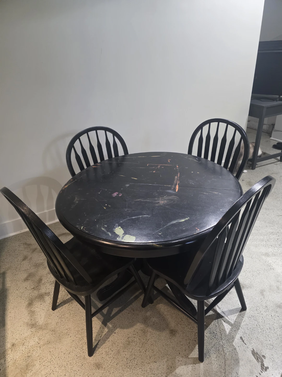 Black Dining Table with Four Chairs - photo 2