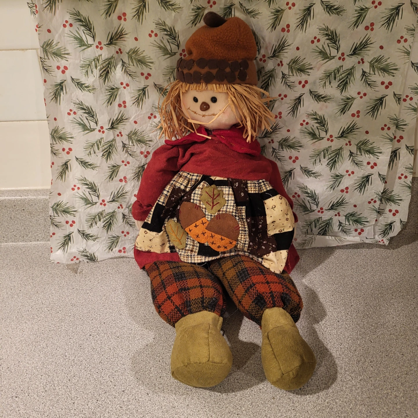 Decorative fall harvest scarecrow doll