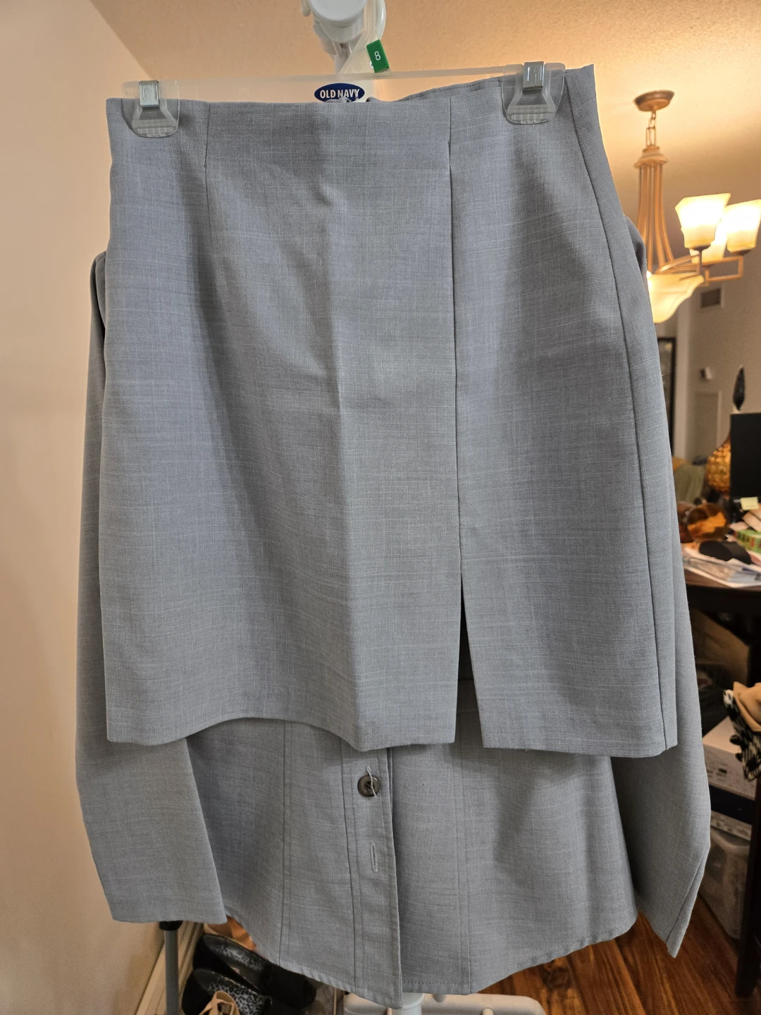 Vintage Two-Piece Skirt Suit Set – Pastel Gray - photo 2