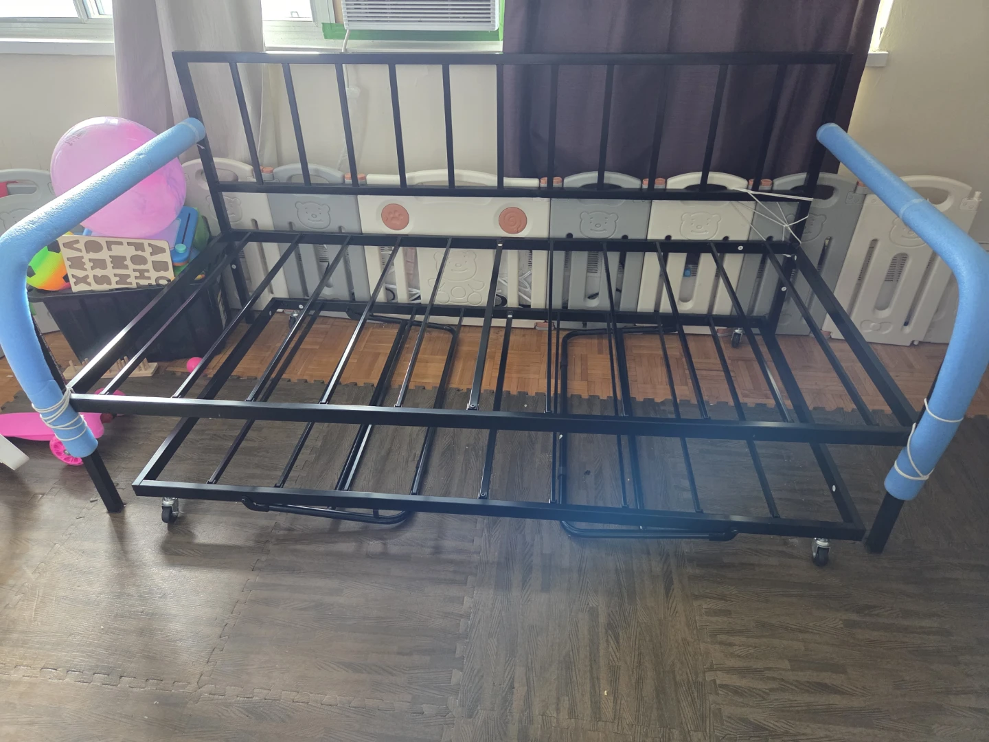Black Metal Daybed Frame with Trundle - photo 2
