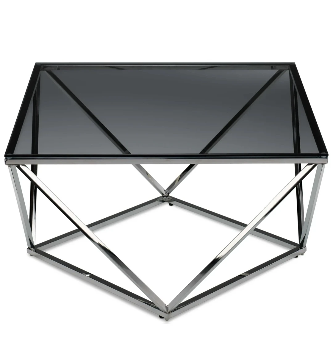Modern Geometric Chrome and Glass Coffee Table 🍁 - photo 2