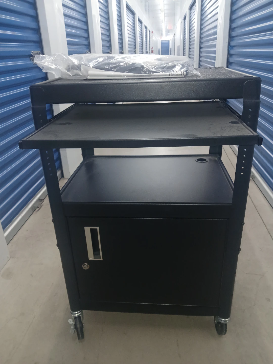 Buhl Black Rolling AV Cart with Locking Cabinet - photo 2