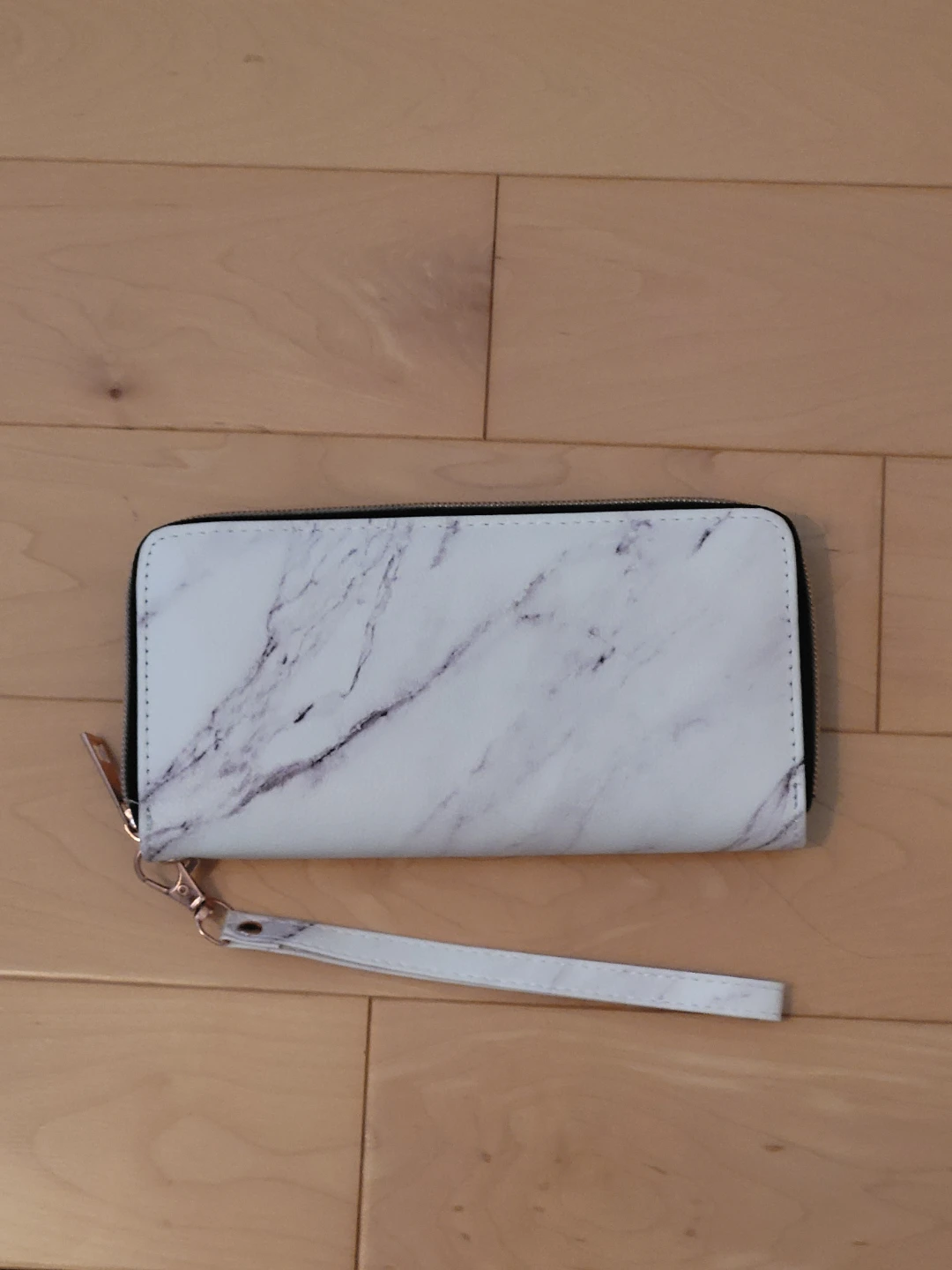Marble Print Zip Wallet with Wristlet