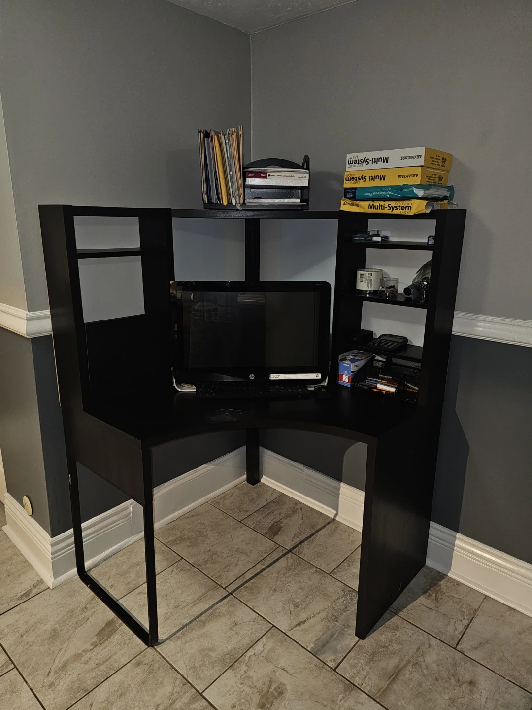 Black Corner Desk with Shelving - photo 4