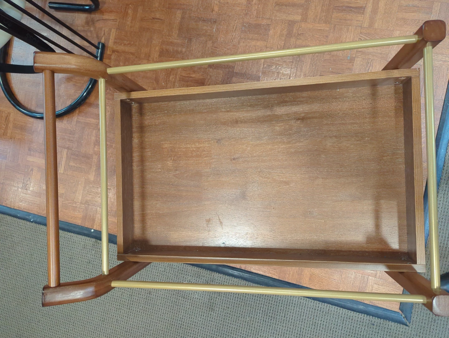 Wooden Serving Trolley with Wine Glass Rack - photo 3