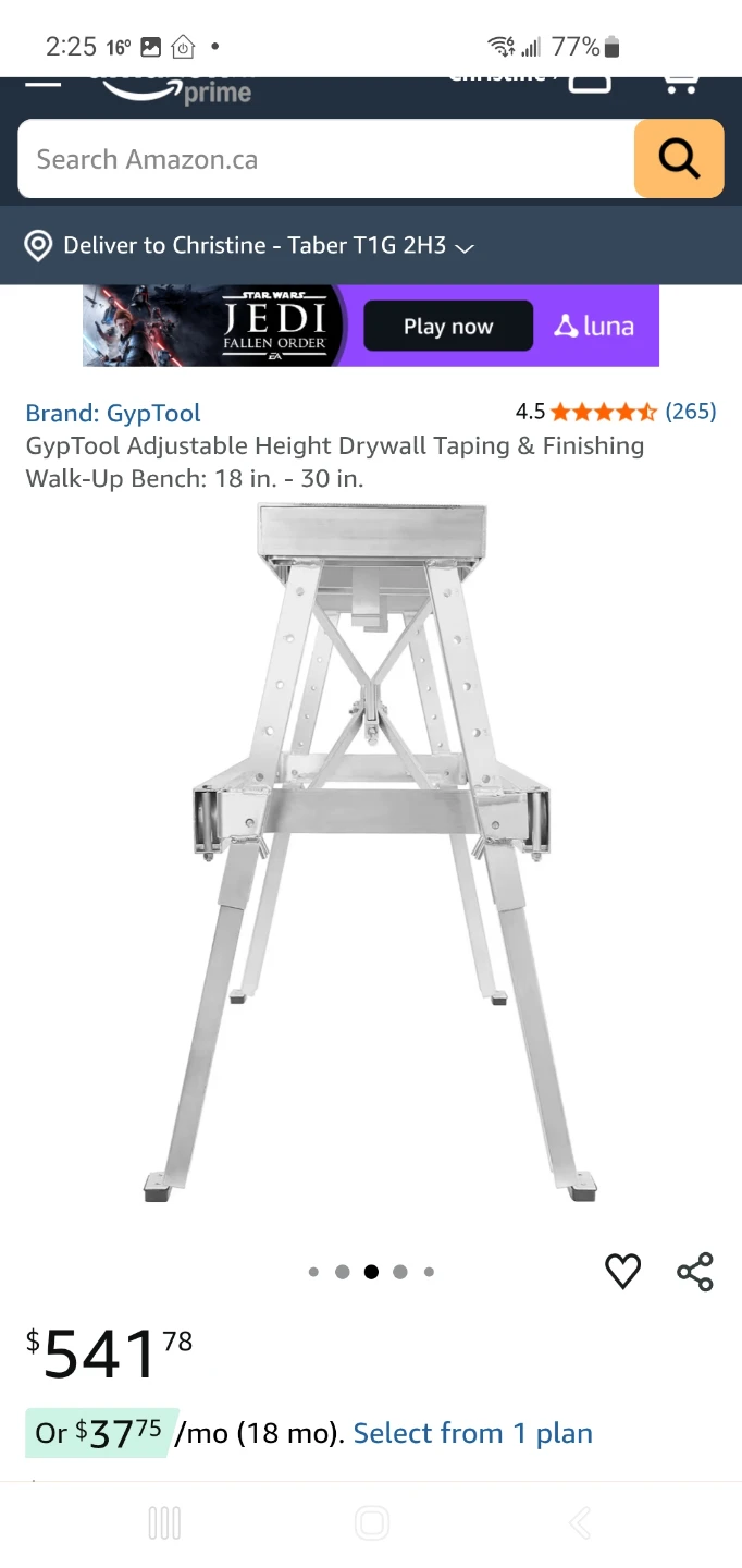 Adjustable Aluminum Drywall bench 48 inch long - photo 4