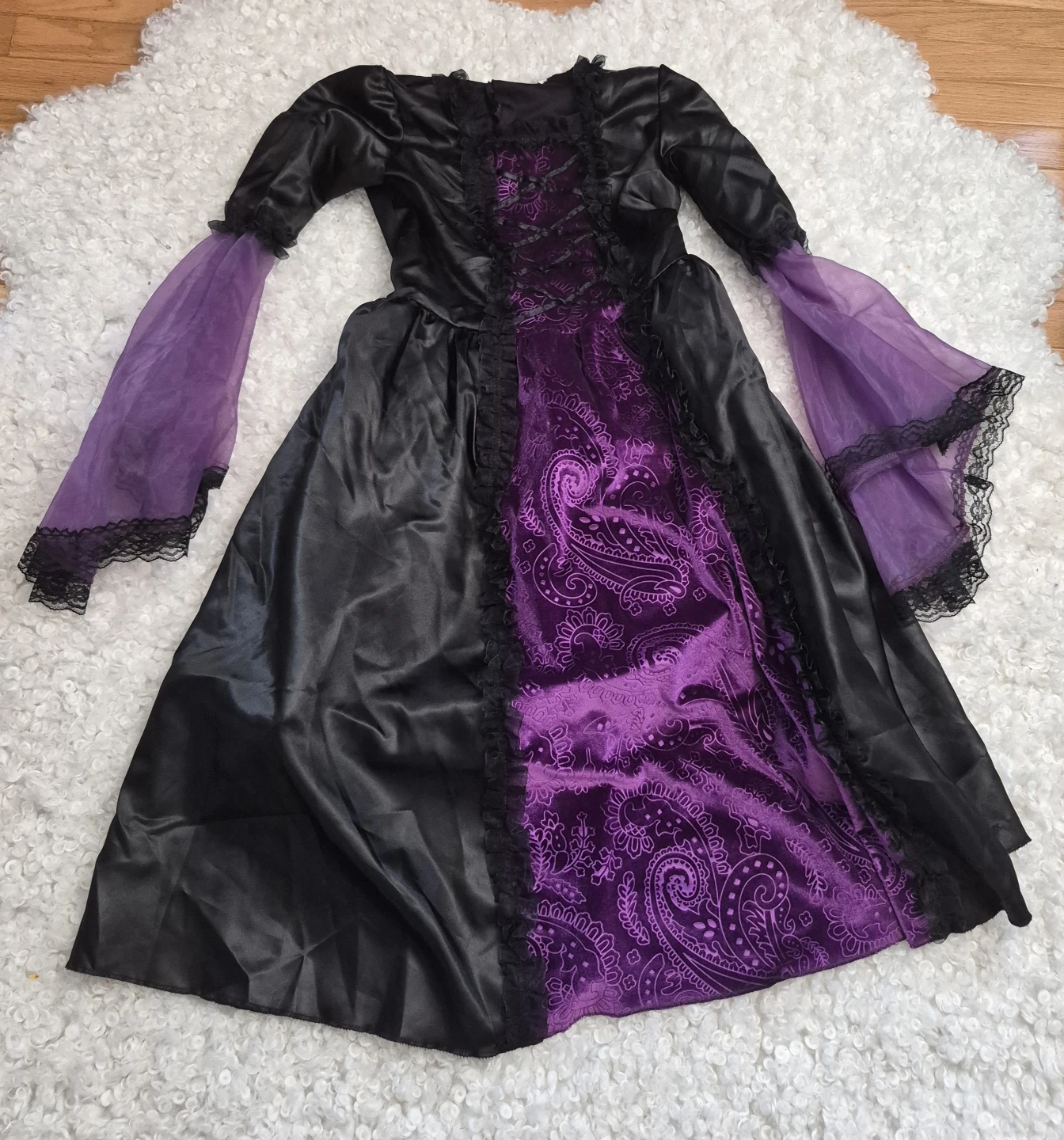 Witch Vampire Costume Dress & Hat Kids M L Halloween Cosplay - photo 2