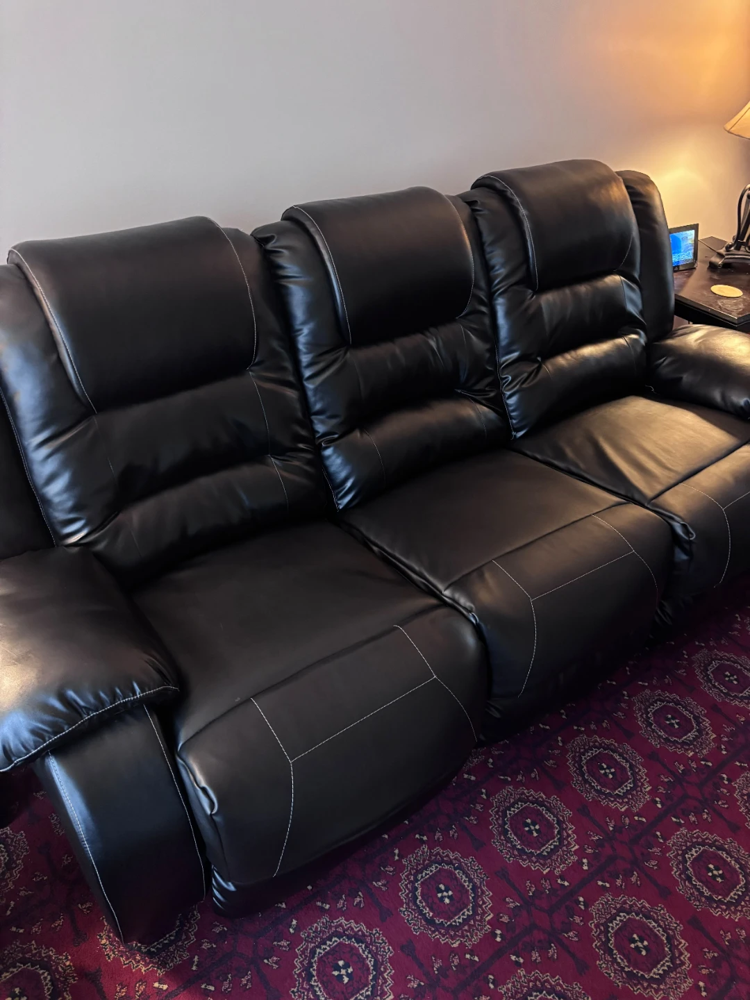 Pair of Black Faux Leather sofa