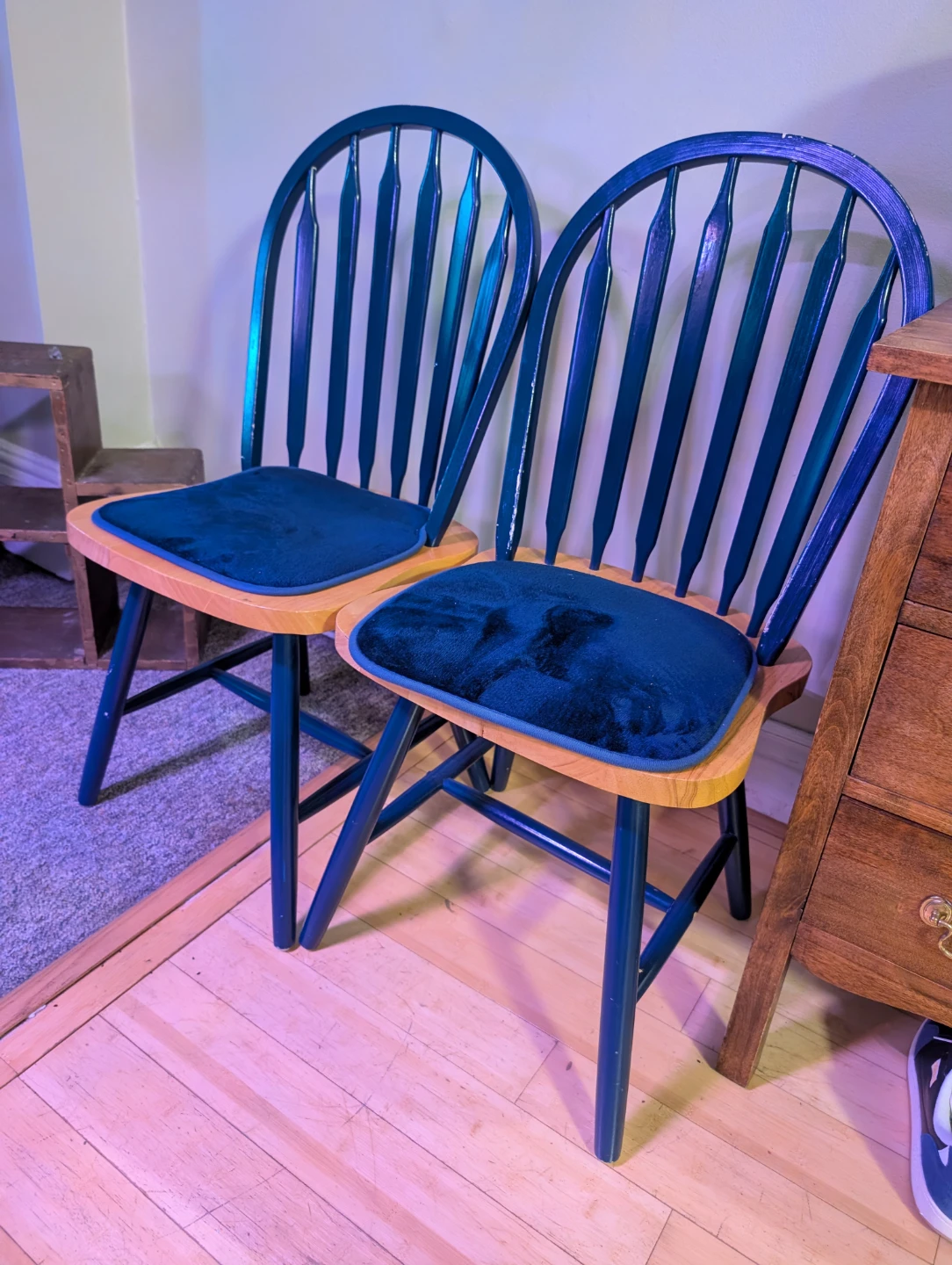 Set of Two Painted Wooden Chairs